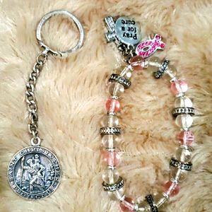 SET STERLING SILVER KEY CHAIN & BRACELET
